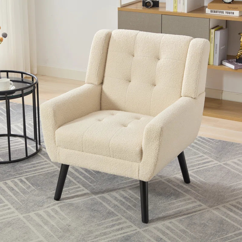 Tufted Upholstered Wide Back Armchair