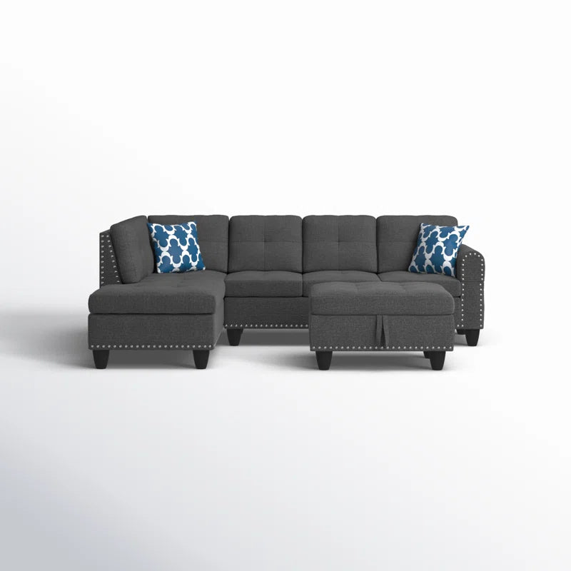 Alger 98" Wide Left Hand Facing Sofa & Chaise with Ottoman