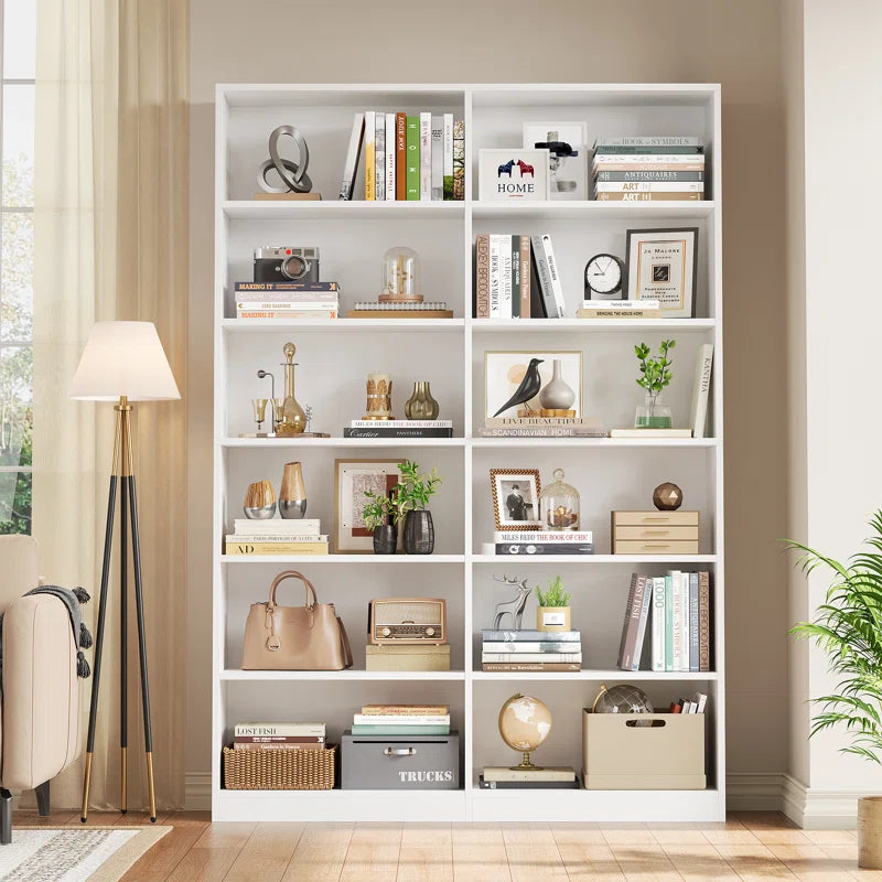 74.3"H X 47.2"W Wood Double 6-Tier Standard Bookcase