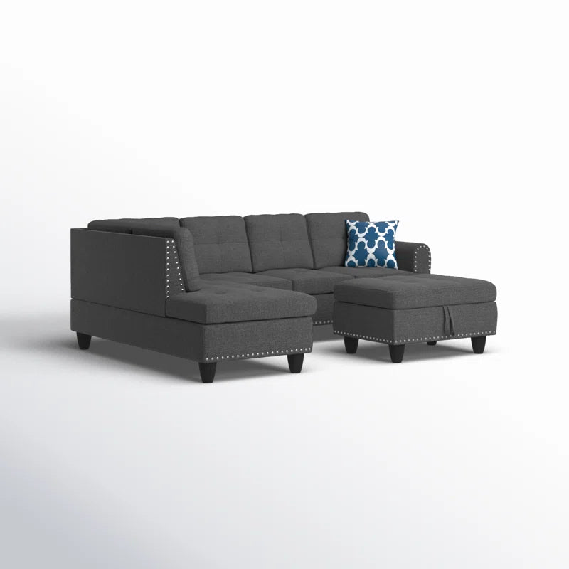 Alger 98" Wide Left Hand Facing Sofa & Chaise with Ottoman