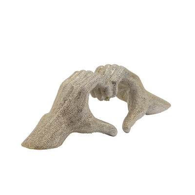 Modern Stoneware Ceramic Hand Heart Decorative Sculpture