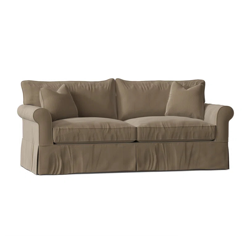Amari 84" Rolled Arm Slipcovered Sleeper Sofa with Reversible Cushions