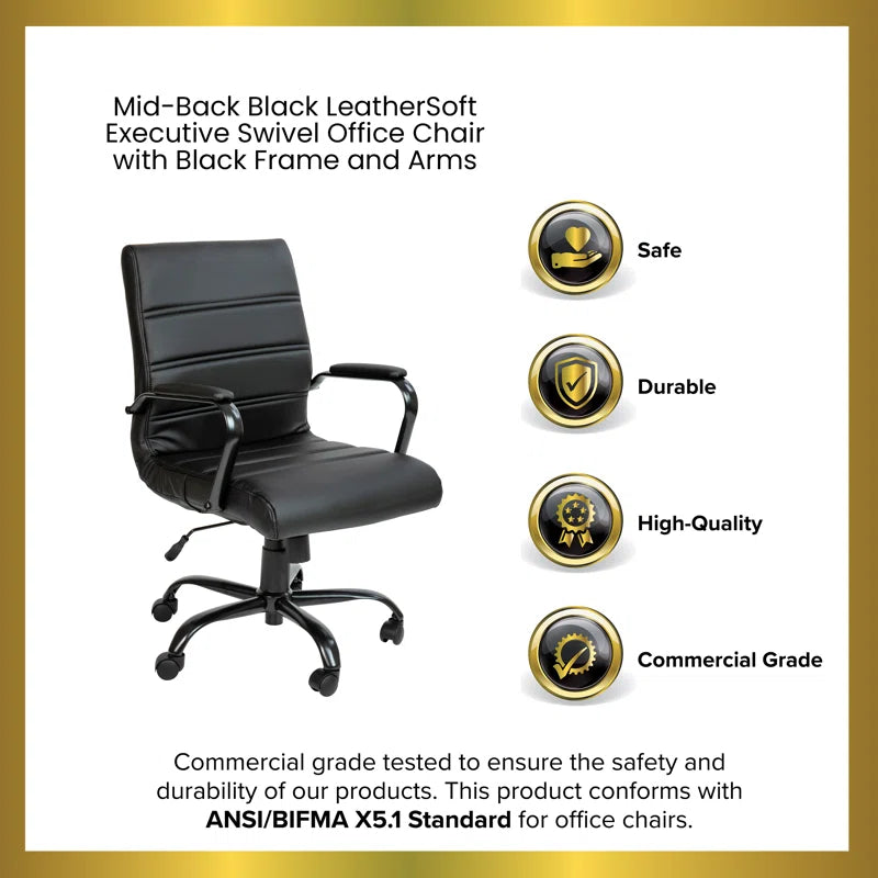 Whitney Ergonomic Upholstered Mid-Back Swivel Office Chair