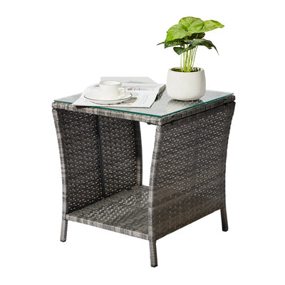 Ariabella Square Glass Outdoor Side Table