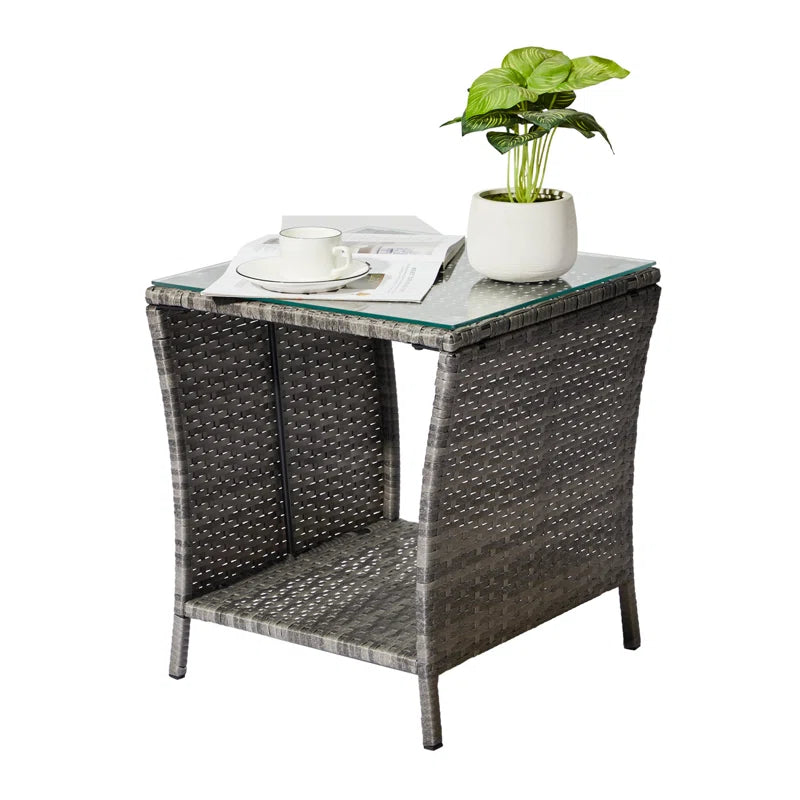 Ariabella Square Glass Outdoor Side Table