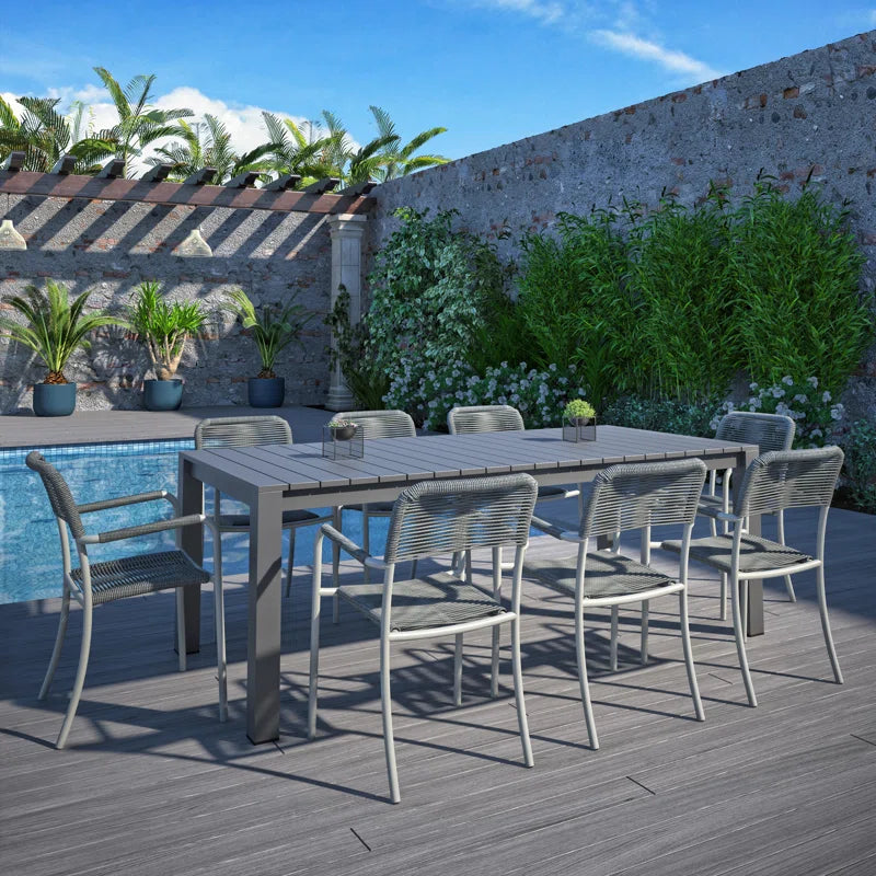 Amazonia Outdoor Patio Ammelie Aluminum Rectangular Dining Table