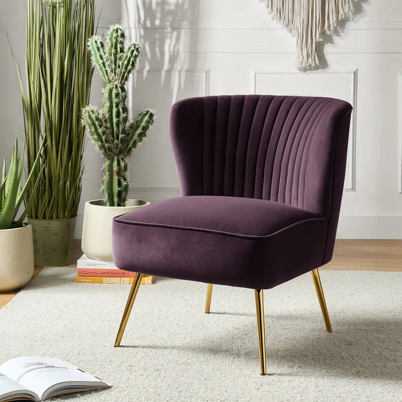 Euclid Velvet Accent Chair with Metal Legs