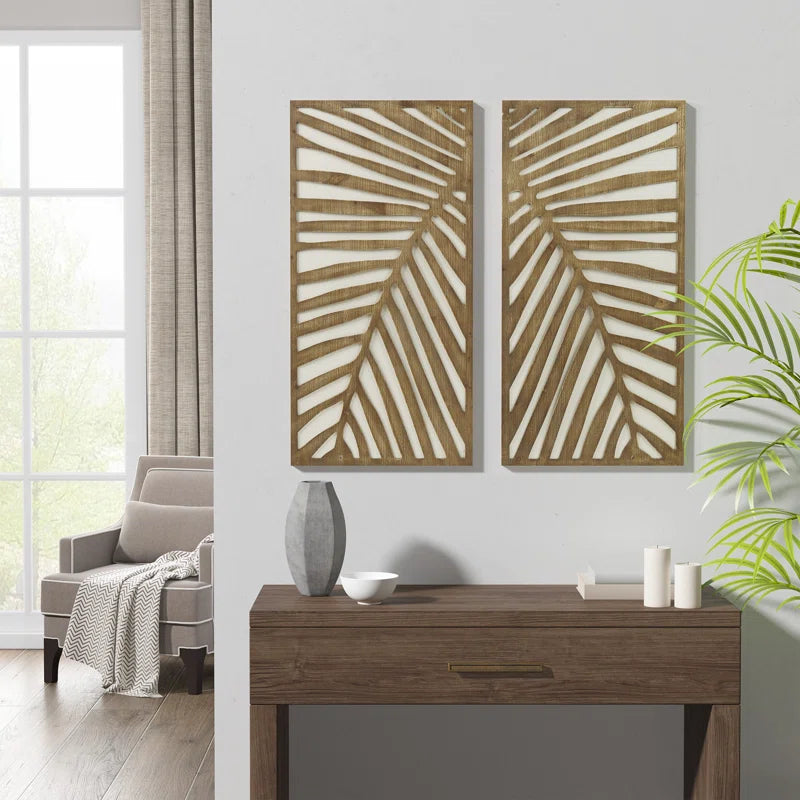 Birch Botanical Two-Tone 2-Piece Wood Panel Wall Decor Set