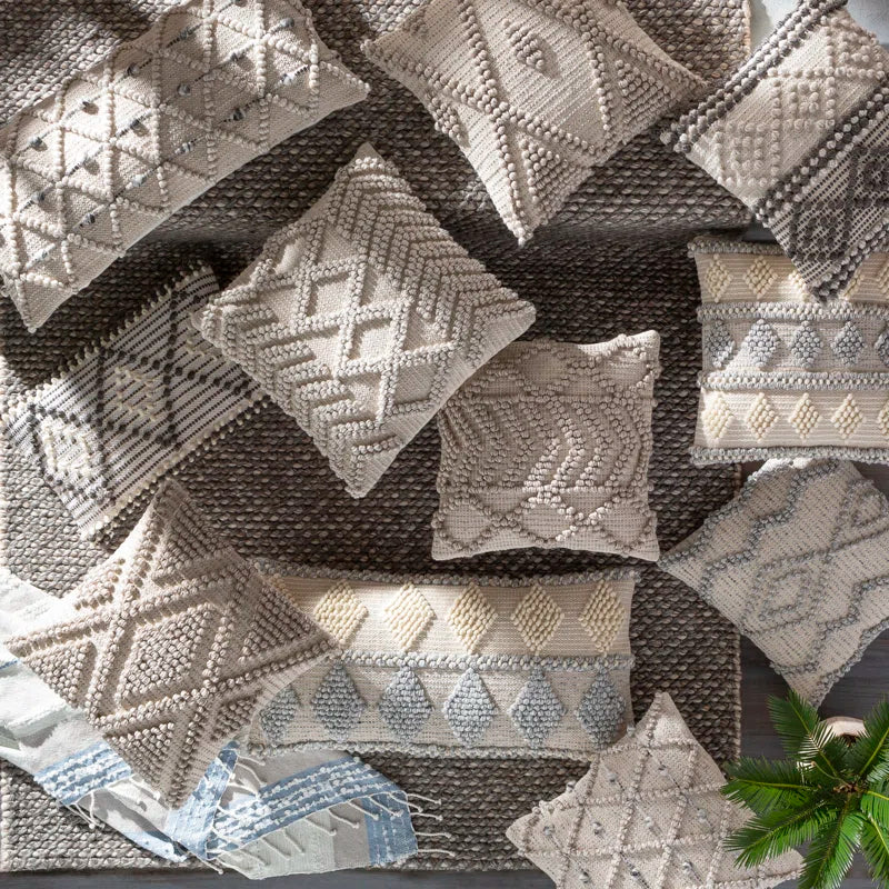 Anders Embroidered Cotton Blend Reversible Throw Pillow