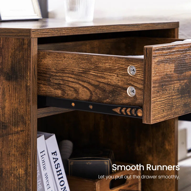 Vansant 1 - Drawer Nightstand with Drawer and Open Compartment, Solid Wood Legs