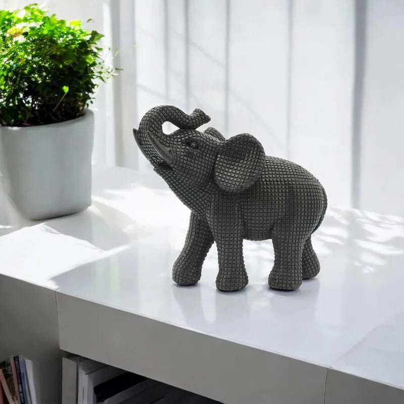 Modern Resin Polyresin Elephant Figurine with Intricate Detailing - Elegant Decorative Accent for Contemporary and Stylish Home Decor