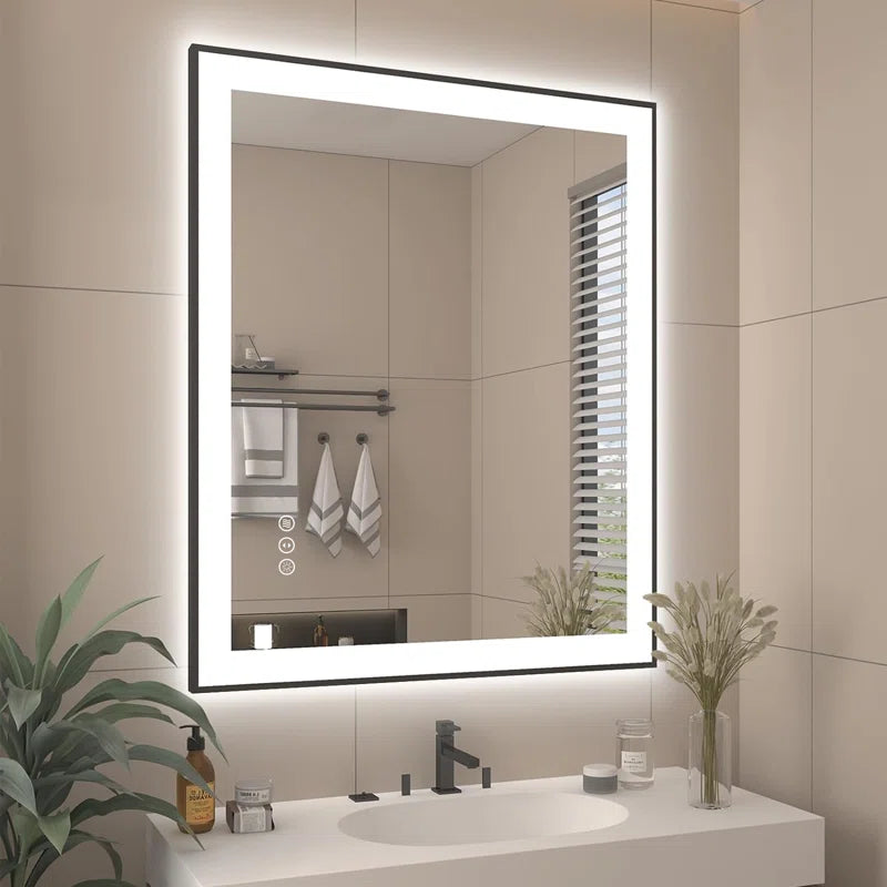 Aevar Super Bright Front & Back LED Lighted Anti-Fog Aluminum Alloy Framed Tempered Glass Bathroom/Vanity Mirror with ETL & 3-Year Warranty