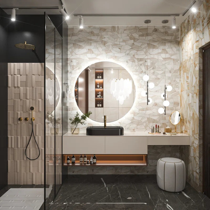 Adorna round Frameless Backlit Mirror, LED Bathroom Vanity Mirror with Dimmable Brightness, Anti-Fog Function, 50000H Lifetime, Shatterproof Film
