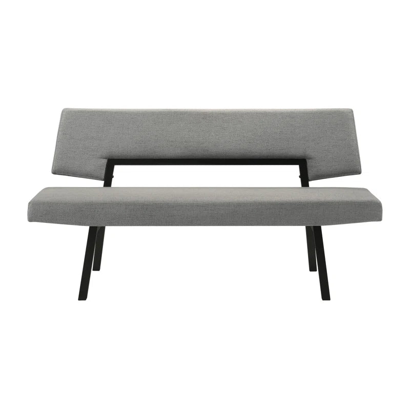 Jeiren 63" Wide Upholstered Dining Bench with Back in Rubberwood and Fabric