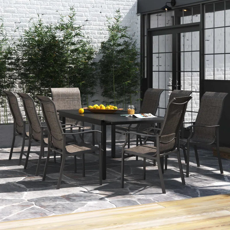 Alyah Extendable Rectangular Steel Outdoor Dining Table