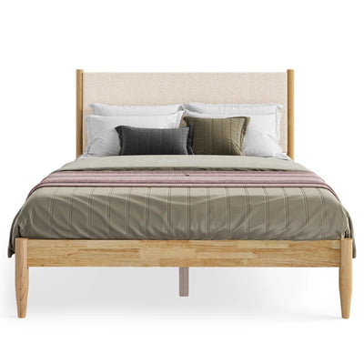 Beiler Solid Wood Upholstered Headboard Boucle Bed Frame