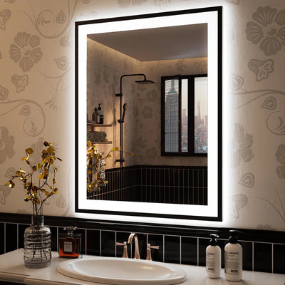 Aevar Super Bright Front & Back LED Lighted Anti-Fog Aluminum Alloy Framed Tempered Glass Bathroom/Vanity Mirror with ETL & 3-Year Warranty