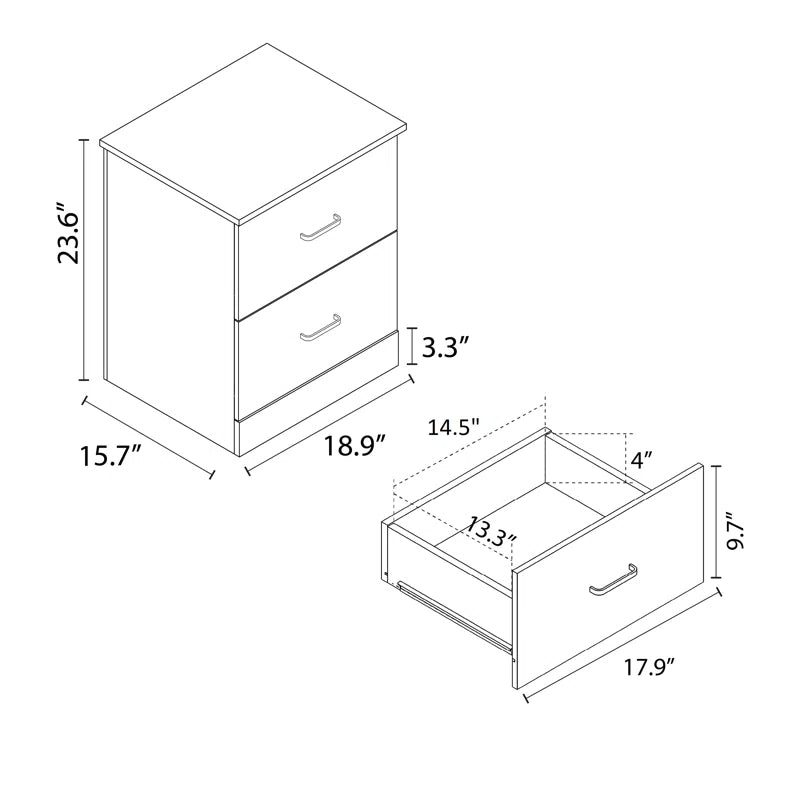 Allyannah 23.6" 2-Drawer Nightstand
