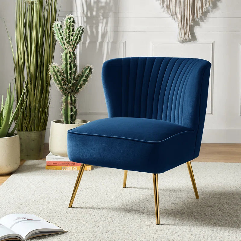 Euclid Velvet Accent Chair with Metal Legs