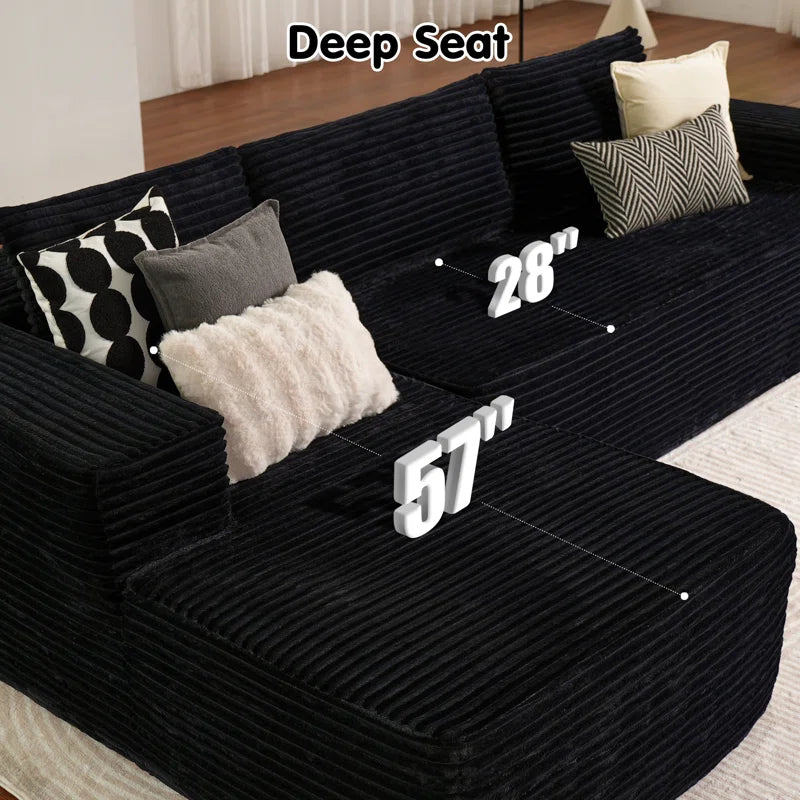 Nathasa 2 - Piece No Assembly Required Upholstery Sofa, Free Combination Cloud Sectional Couch with L-Shape Chaise, Deep Seat Modular Sofa for Living Room Bedroom