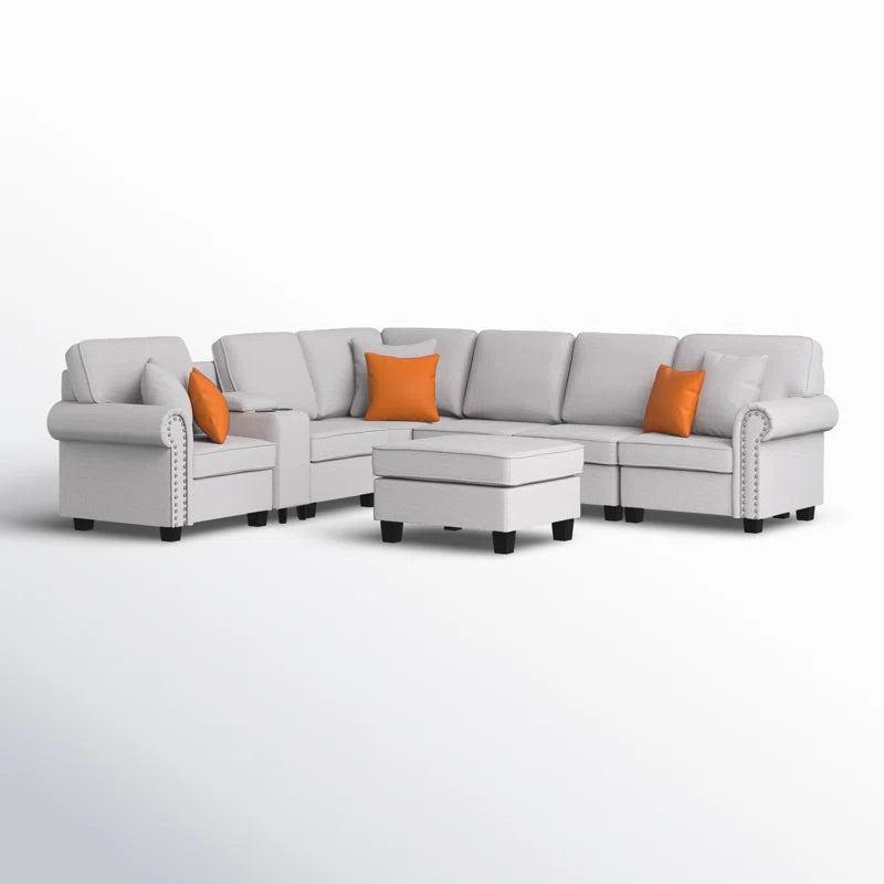 Kettner 136.35" Wide Reversible Modular Corner Sectional with Ottoman