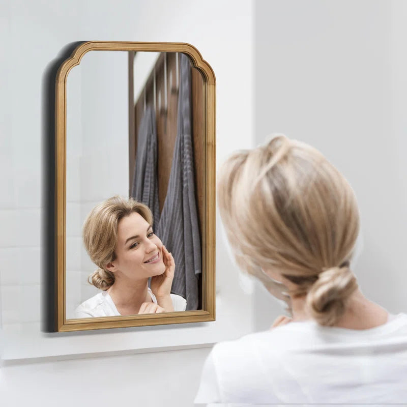 Ancalin Wood Accent Wall Mirror for Bathroom Bedroom Decorative Mirror