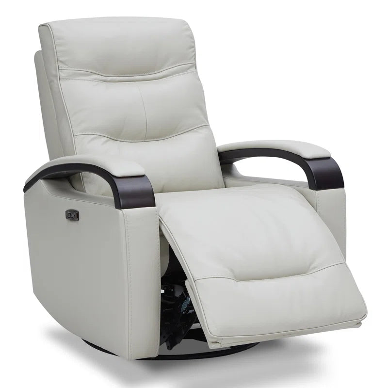 Elvina Genuine Leather Swivel Power Recliner