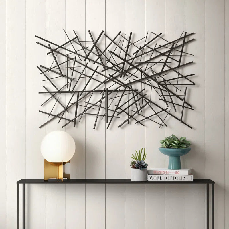 Black Metal Overlapping Lines Geometric Home Wall Decor
