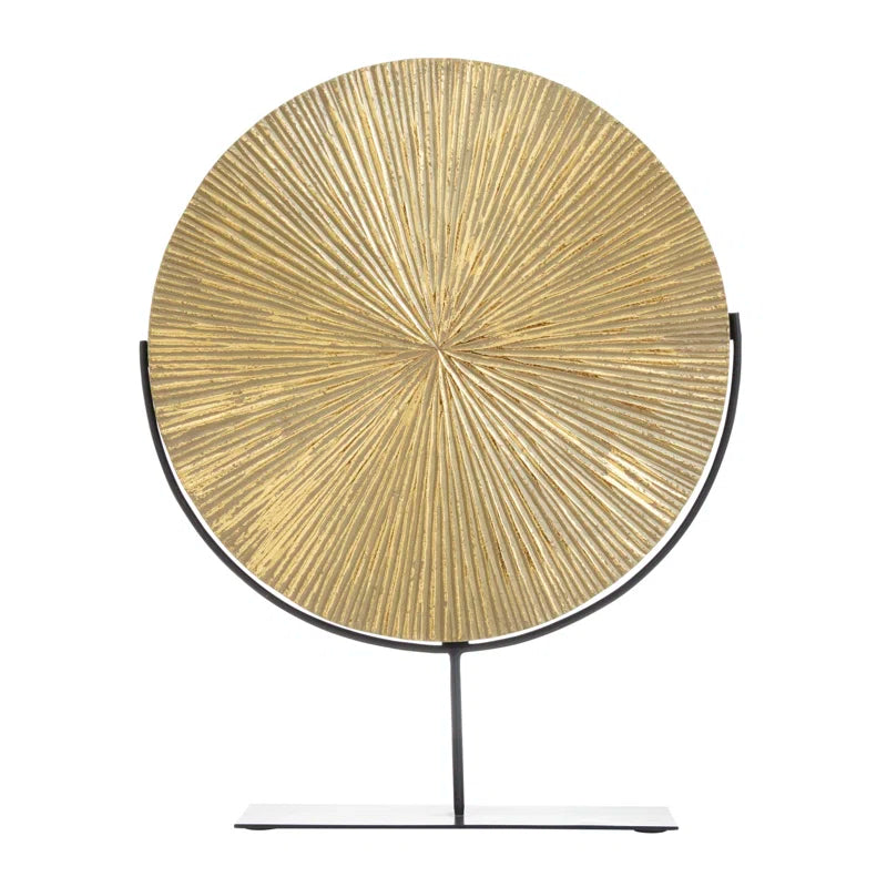 Vonny Metal Carved Starburst Decorative Sculpture with Stand
