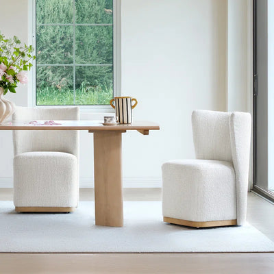 Geelt Upholstered Wingback Dining Chairs with Casters