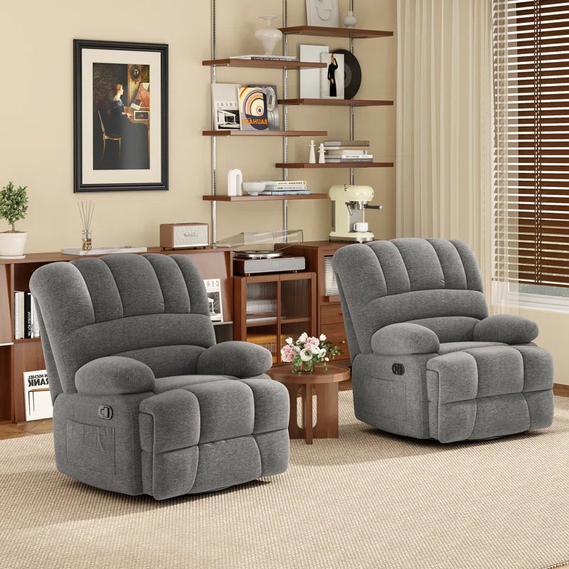 Heald 40.94"W Upholstered Swivel Rocker Recliner