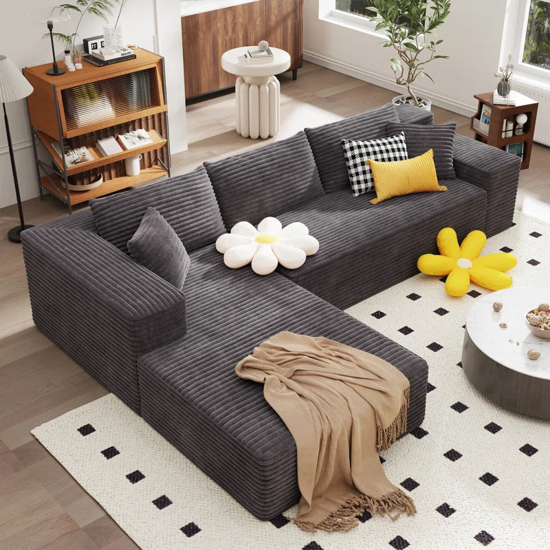 106" Cloud Sectional Couch with L-Shape Chaise, No Assembly Required, Modern Modular Sofa with Deep Seat, Upholstered Couches for Living Room Bedroom, Plush