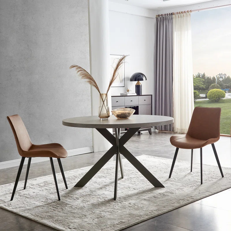 Garrell round Dining Table, Mid-Century round Kitchen Table for 4 Person, Modern Leisure Coffee Table