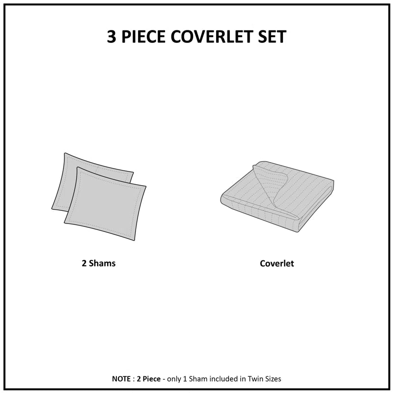 Barwick Reversible Solid 3 Piece Quilt Set