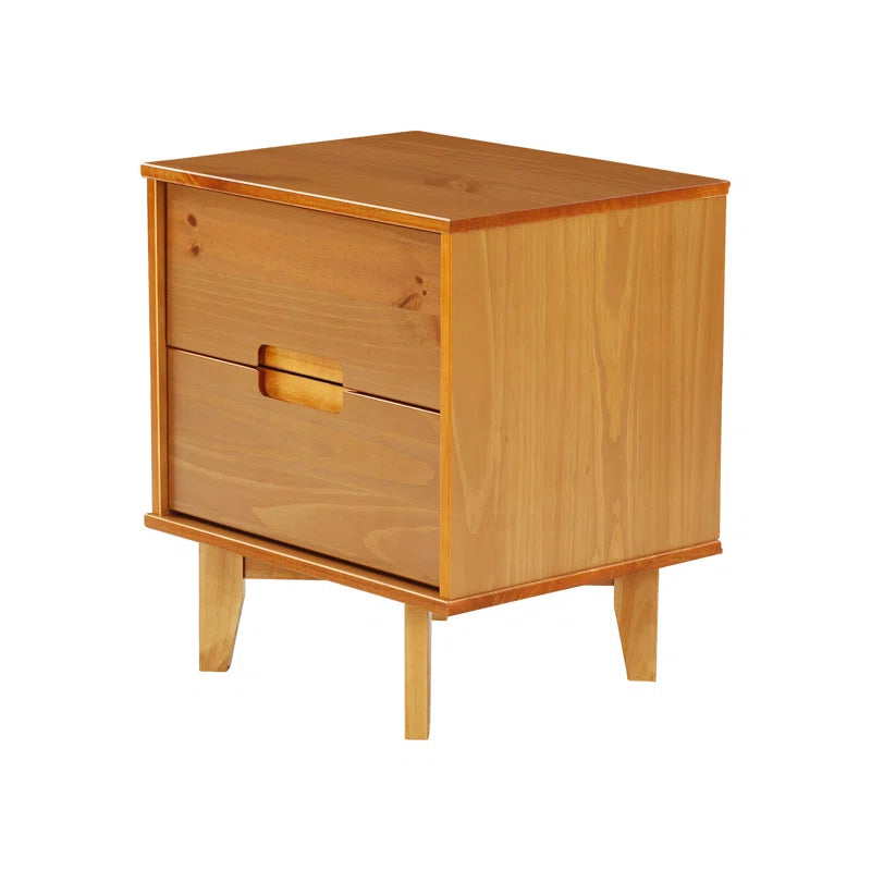 Mags Solid Wood Groove 2-Drawer Nightstand
