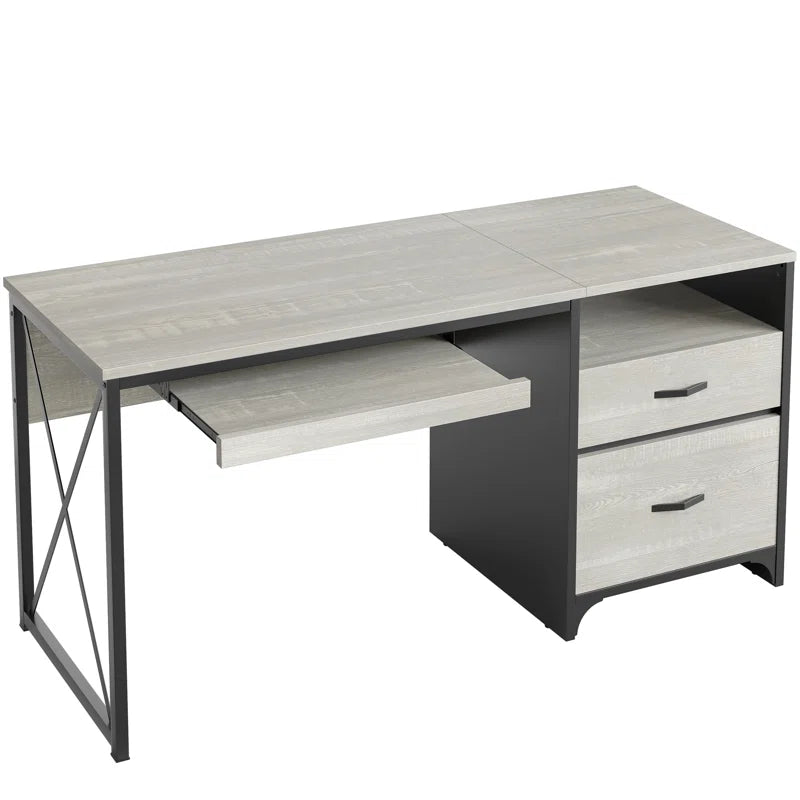 Labelle 55" W Writing Study Computer Table Workstation with Keyboard Tray