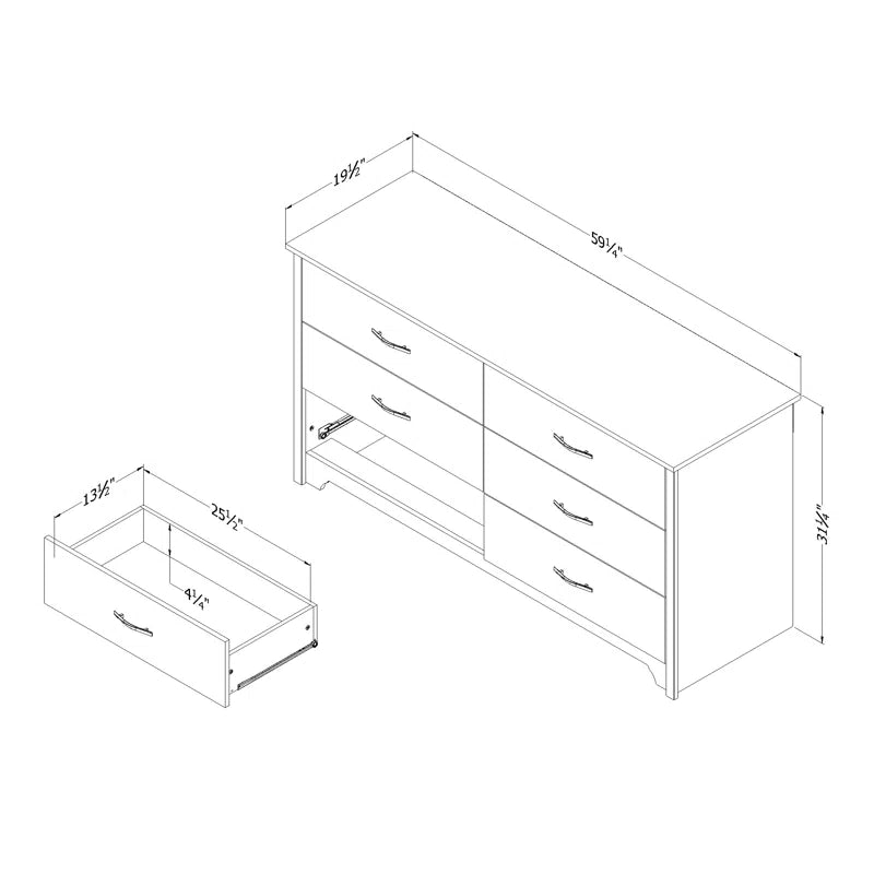 Fusion 6-Drawer Dresser
