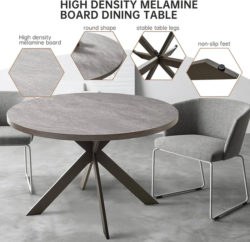 Garrell round Dining Table, Mid-Century round Kitchen Table for 4 Person, Modern Leisure Coffee Table