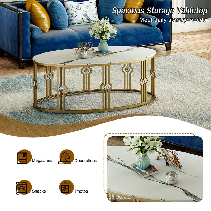 Modern Oval Coffee Table for Living Room, Bedroom