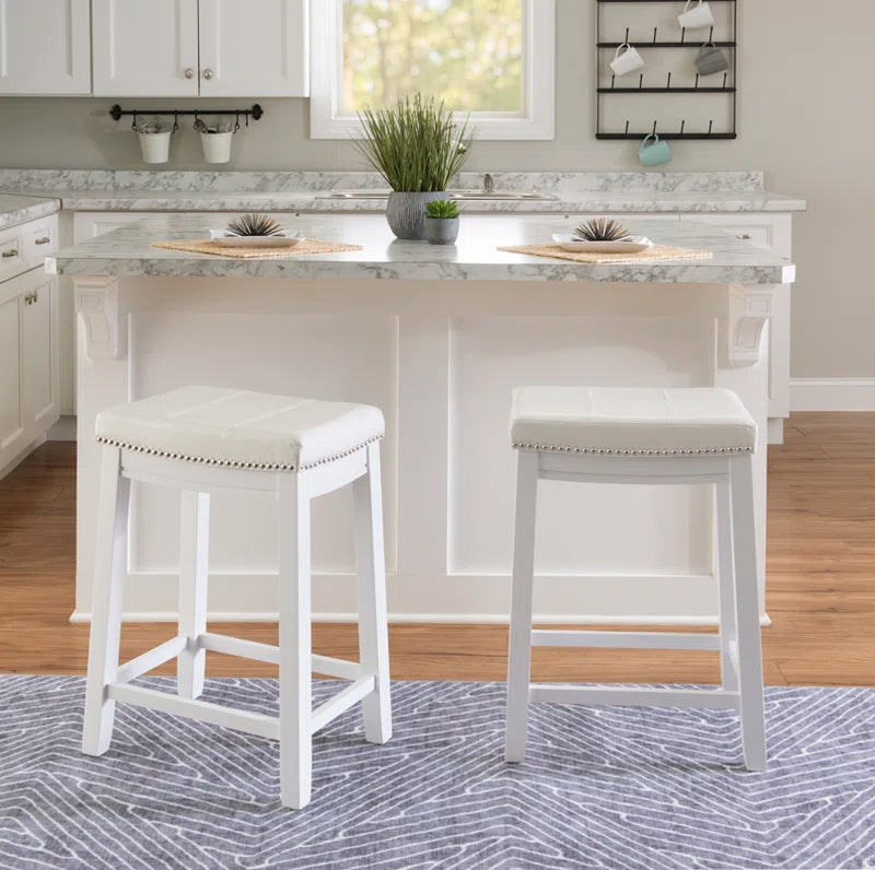 Claridge Counter & Bar Solid Wood Backless Stool with Upholstered Seat