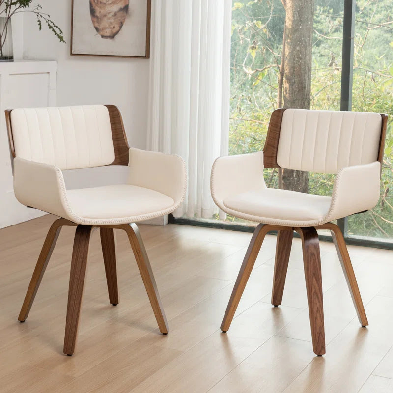 Faux Leather Upholstered Swivel Dining Armchair