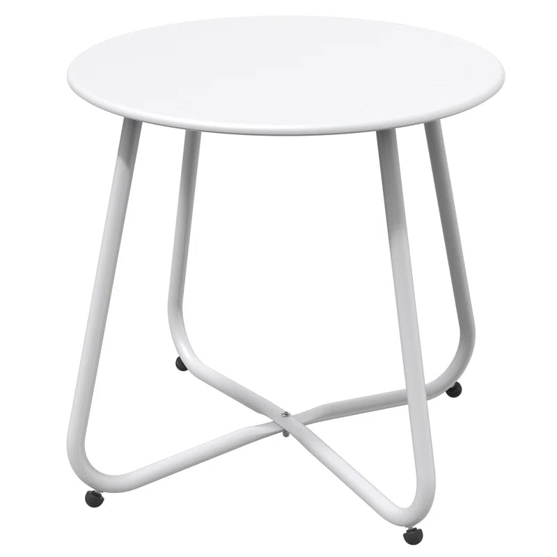 Steel Patio Side Table, Weather Resistant Outdoor round End Table