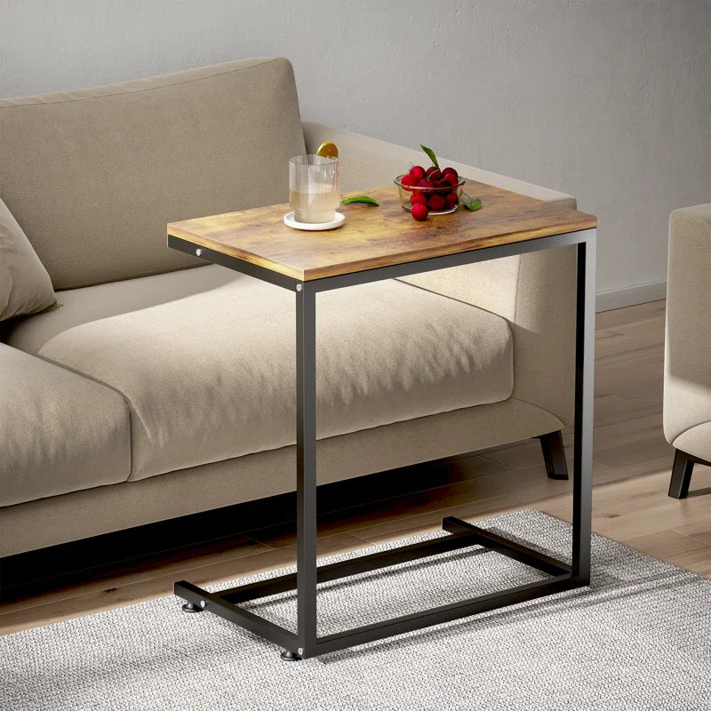 Gilsum Wood C Table End Table with Metal Base for Sofa, Bed Side