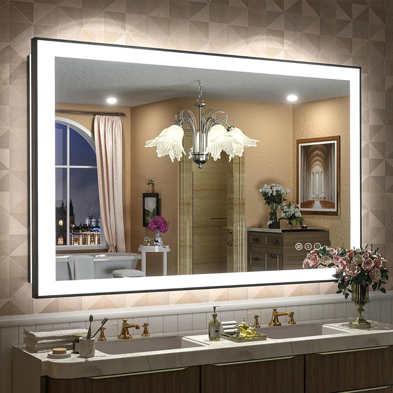 Aevar Super Bright Front & Back LED Lighted Anti-Fog Aluminum Alloy Framed Tempered Glass Bathroom/Vanity Mirror with ETL & 3-Year Warranty