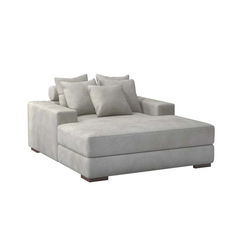 Braidon 59" Wide Upholstered Corduroy Sofa Couch with 5 Pillows