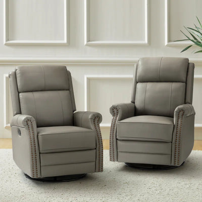 Anouschka 30.5" Wide Swivel Rocking Genuine Leather Manual Recliner