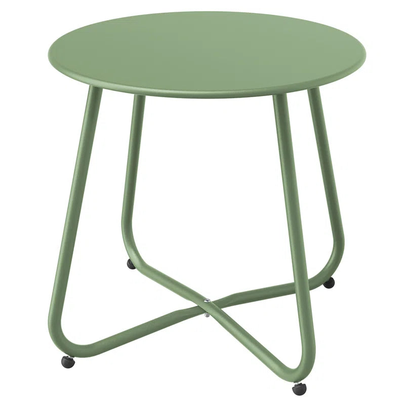Steel Patio Side Table, Weather Resistant Outdoor round End Table