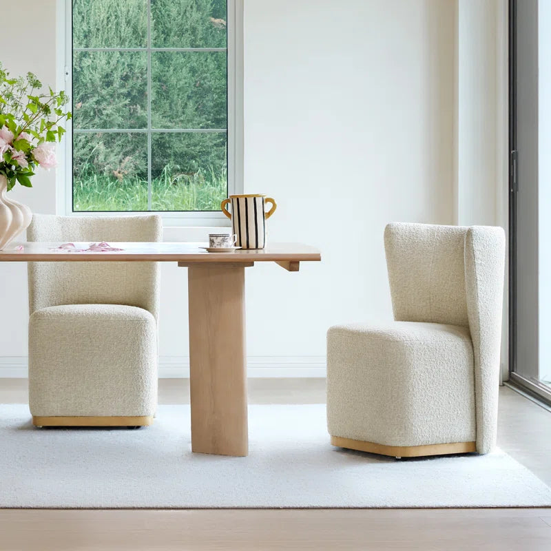 Geelt Upholstered Wingback Dining Chairs with Casters