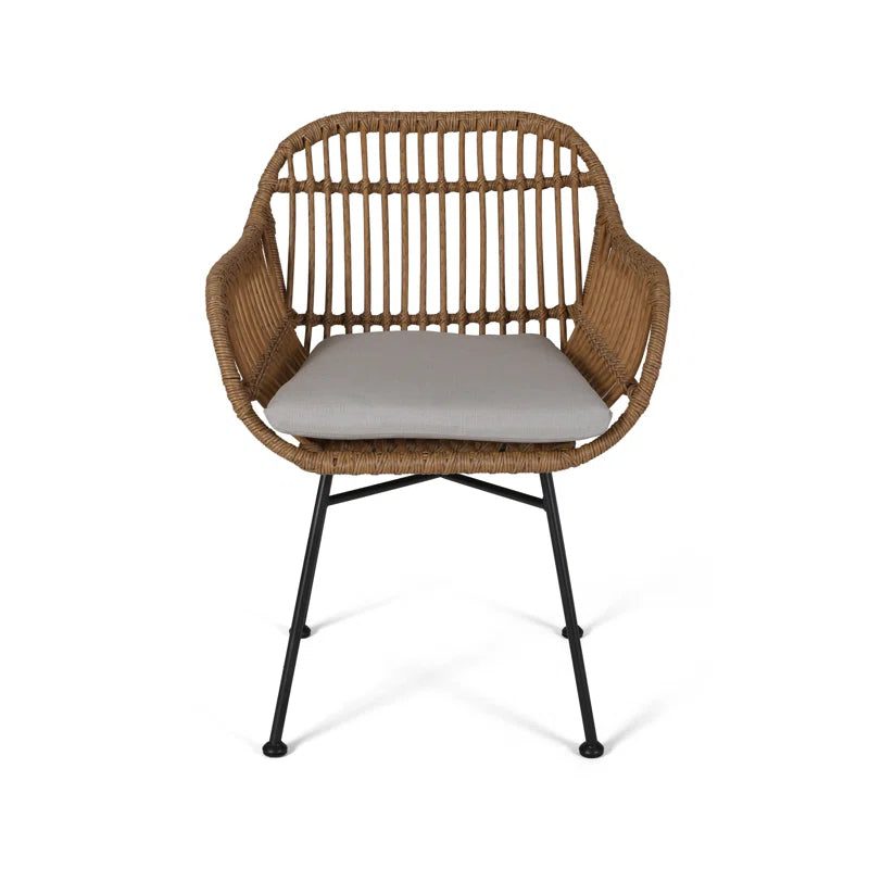 Aaronn Outdoor Woven Patio Chair with Cushions