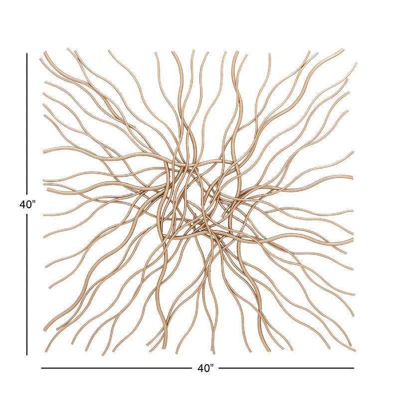 Gold Metal Overlapping Lines Abstract Home Wall Decor